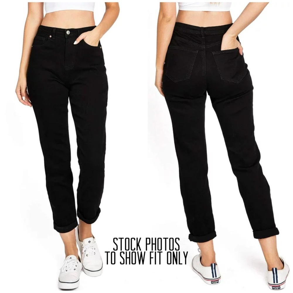 Black Size 7/28 Wax Jean Mom Jeans Stretch, GUC